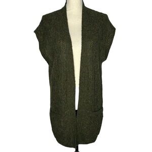 Peruvian Connection Marled Green Baby Alpaca And Cotton Sleeveless Cardigan